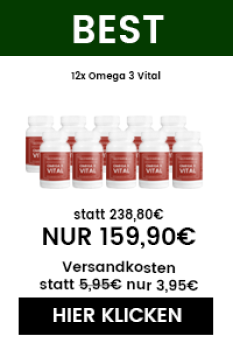 Omega 3 Vital dient zur Aufrechterhaltung eines normalen Cholesterinspiegel im Blut und zur Versorgung der Augen, des Gehirns und des Herzens...