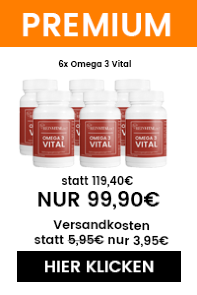 Omega 3 Vital dient zur Aufrechterhaltung eines normalen Cholesterinspiegel im Blut und zur Versorgung der Augen, des Gehirns und des Herzens...